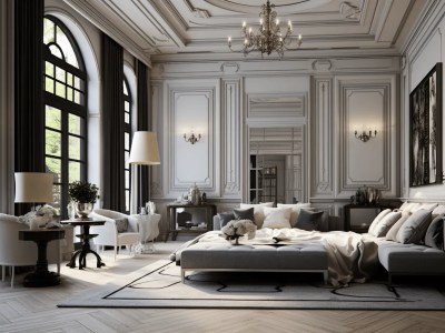 Living Room That Has A Beautiful White, Gray And Black Coloring