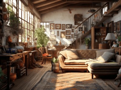 Living Room With A Wooden Floor