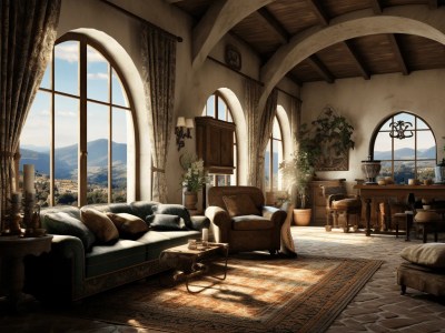 Living Room With Arched Windows