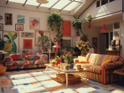Living Room With Colorful Decorations