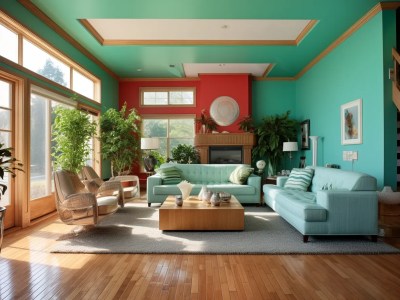 Living Room With Colorful Painted Walls