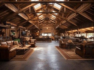 Living Room With Couches In A Large Barn