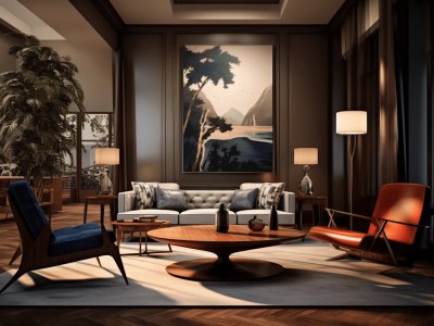 Living Room With Furniture And A Big Painting