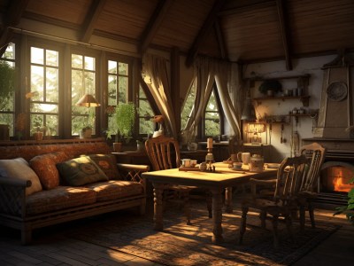 Living Room With Oak Wood