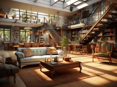 Living Room With Open Stairs
