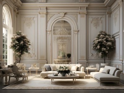 Living Room With Ornate Details And Walls In White