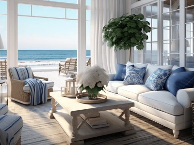 Living Room With Sofas On The View Of The Ocean