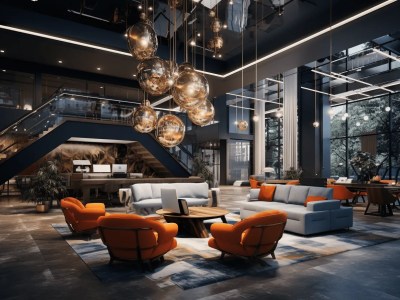 Lobby With Modern Furniture And Lighting