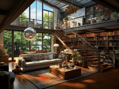 Loft Style Home With A Staircase With Lots Of Windows