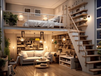 Loft That Has A Book Nook With A Couch And Bed