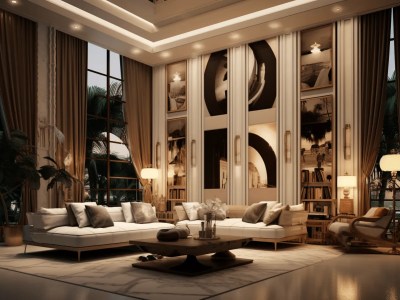 Luxury Living Room Has A Large Picture Hanging