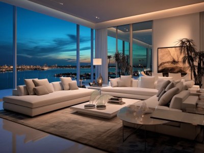 Luxury Living Room With Water View
