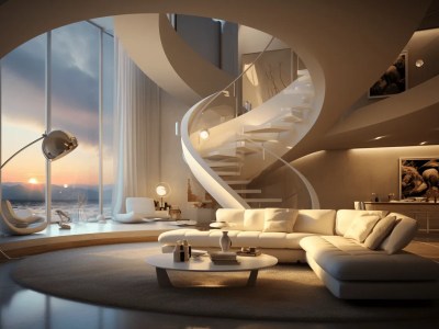 Luxury Modern Apartment Has A Round Glass Staircase