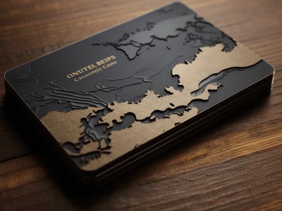 Map Business Card With A Gold Foil On It Is Shown