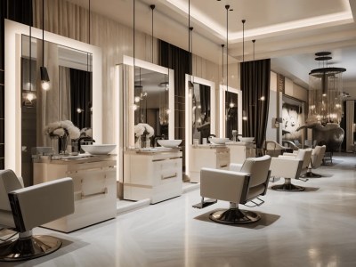 Modern Hair Salon Decorated With Shiny Furniture