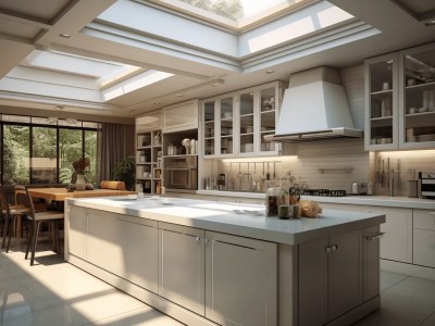 Modern Kitchen With Skylights And A Center Island