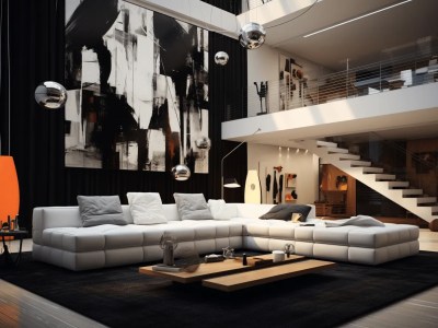 Modern Living Area Decorated With A Big Picture