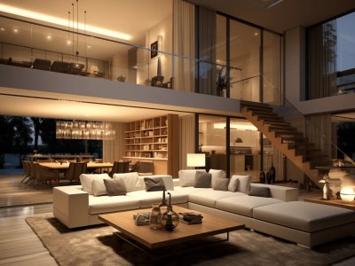 Modern Living Room With A Staircase