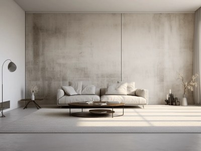 Modern Living Room With Concrete Walls And Floors