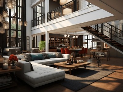 Modern Loft With Lots Of Stairs And Windows