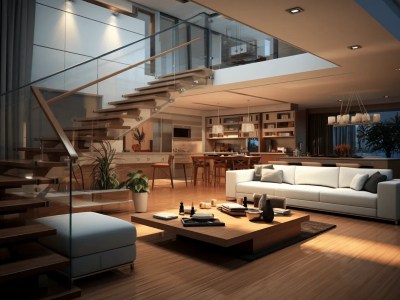 Modern Open Staircase And Living Room