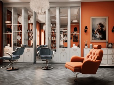 Modern Orange Salon With An Orange Chair