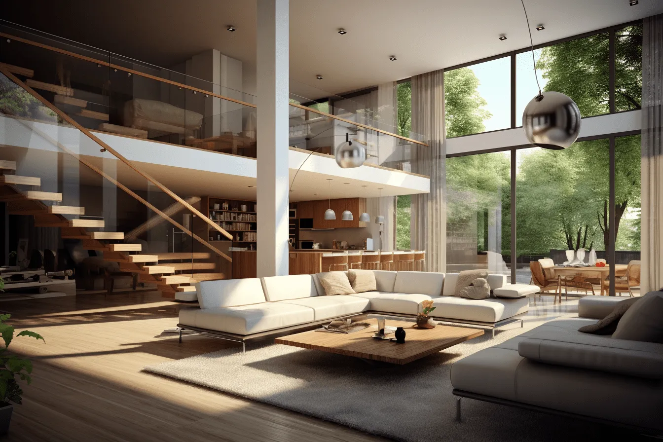 Modern interior house, 8k resolution, backlight, natural light