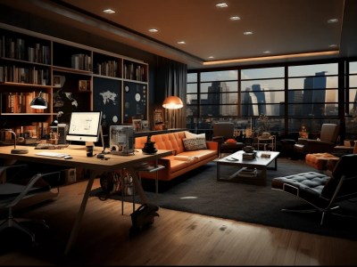Office In An In Edgy City, Dark Interior
