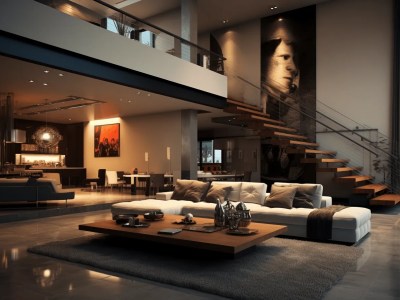 Open Loft Living Room Interior Designs With Black Walls