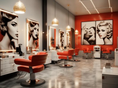Red And White Beauty Salon Has An Open Layout