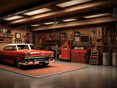 Red Car In A Garage