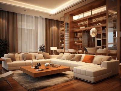 Room In White And Brown With Sectional Sofa