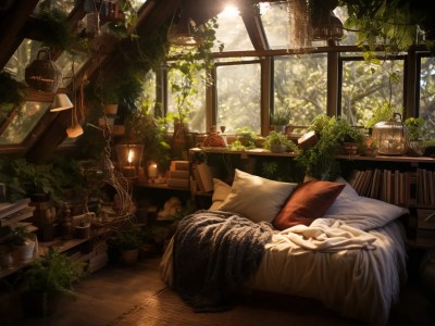 Room With A Bed And Lots Of Plants