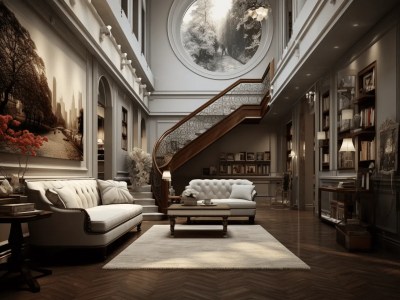 Room With A Staircase And Sofa