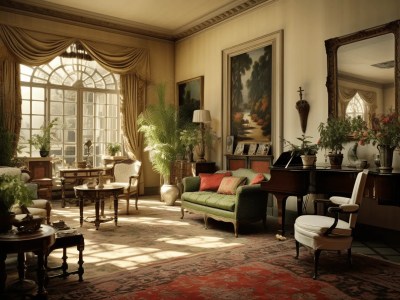 Room With An Antique Rug With Floral Pattern