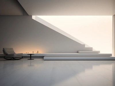 Room With Stairs And A White Bench Light