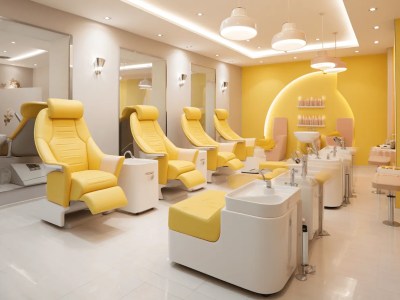 Salon With A Yellow And White Theme