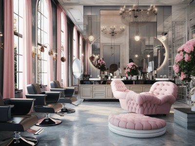Salon With Chairs And Pink Furniture