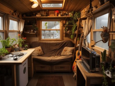 Small, Well Furnished Kitchen In A Tiny House