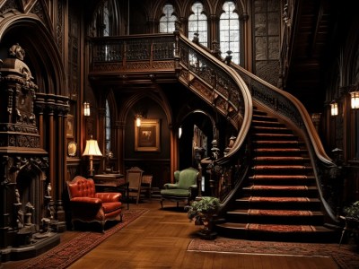 Staircase Leading To An Ornate Room