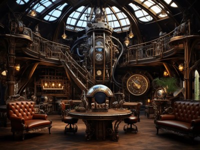 Steampunk Fantasy Living Room Is Depicted