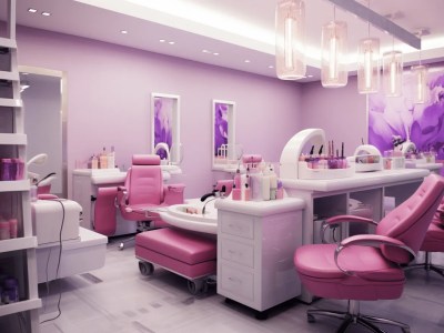 Studio Of Beauty Salon With Cosmetic Equipment In Pink Color 3D Render