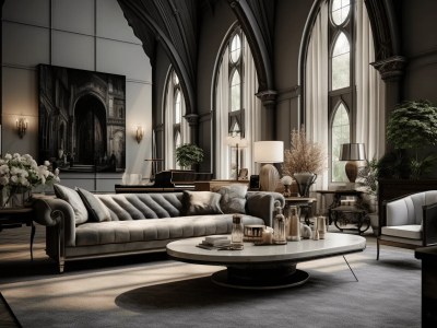 There Is A Very Elegant Looking Living Room In An Old Church