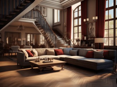 This Image Shows A Nice Living Room With Lots Of Stairs And Furniture
