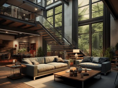 This Image Shows The Living Room Of A Industrial Loft