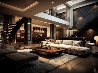 This Is A 3D Rendering Of A Luxury Contemporary Living Room
