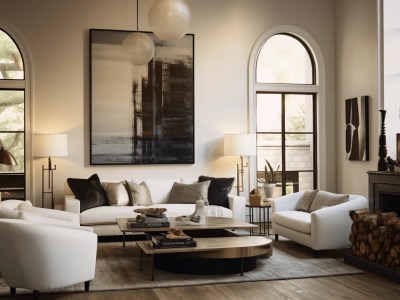 Very Beautiful Living Room With White Couches And Dark Wood Floors