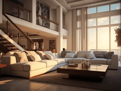 Very White Sectional In The Living Room With Sliding Glass Doors