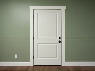 White Door With Wood Trim And Green Wall