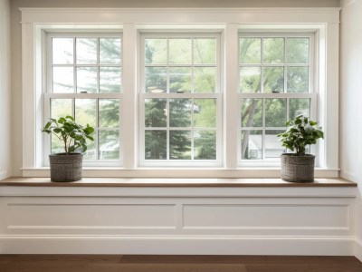 White Window Seat With Potted Plants In It